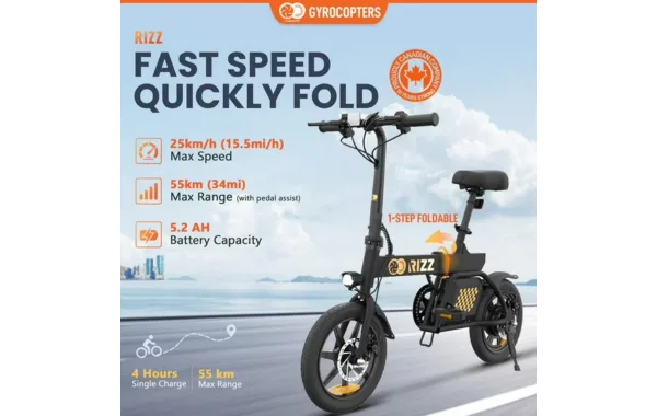 REFURBISHED (Good)– Gyrocopters Rizz Foldable Electric Bike - Image 6
