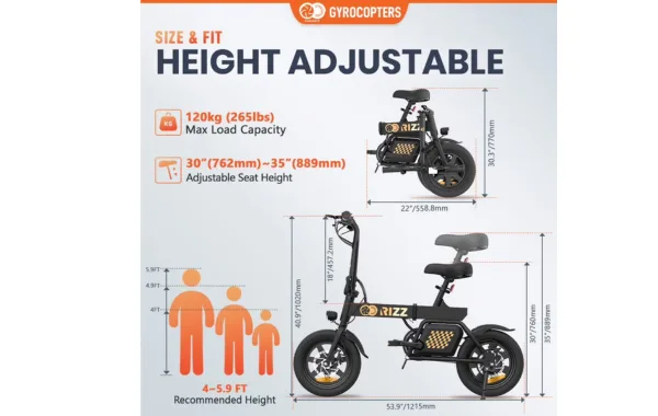 REFURBISHED (Good)– Gyrocopters Rizz Foldable Electric Bike - Image 5