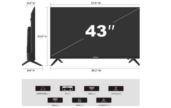 Open Box – Caixun EC43S1UA 43" 4K UHD HDR Smart Android TV - Image 6